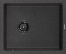 Mexen Pedro gránit mosogató 1-medencés 560 x 460 mm, fekete foltos, fekete szifon - 6508561000-76-B