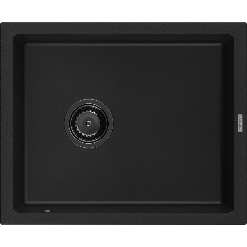 Mexen Pedro chiuvetă de granit cu 1 cuvă 560 x 460 mm, negru, sifon negru - 6508561000-77-B