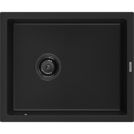 Mexen Pedro 1-medencés, gránit mosogató 560 x 460 mm, fekete, fekete szifon - 6508561000-77-B