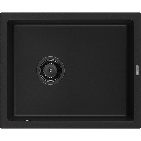 Mexen Pedro 1-medencés gránit mosogató 560 x 460 mm, Fekete, szifon Fekete - 6508561000-77-B