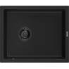 Mexen Pedro chiuvetă de bucătărie din granit cu 1 compartiment 560 x 460 mm, neagră, sifon negru - 6508561000-77-B