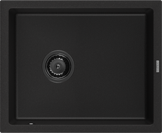 Mexen Pedro 1-medencés gránit mosogató 560 x 460 mm, Fekete, szifon Fekete - 6508561000-77-B
