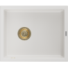 Mexen Pedro chiuvetă de granit cu 1 compartiment 560 x 460 mm, alb, sifon auriu - 6508561000-20-G