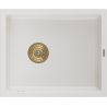 Mexen Pedro gránit mosogatótálca 1 rekeszes 560 x 460 mm, fehér, arany szifon - 6508561000-20-G