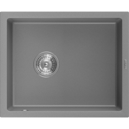 Mexen Pedro 1 rekeszes gránit mosogató 560 x 460 mm, szürke, króm szifon - 6508561000-71