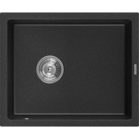 Mexen Pedro 1-medencés gránit mosogató 560 x 460 mm, Fekete/Fém ezüst - 6508561000-73