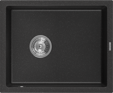Mexen Pedro 1-medencés gránit mosogató 560 x 460 mm, Fekete/Fém ezüst - 6508561000-73
