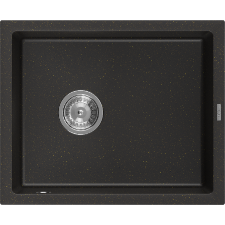 Mexen Pedro chiuvetă de granit cu 1 cuvă 560 x 460 mm, negru/auriu metalic, sifon crom - 6508561000-75
