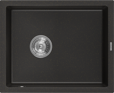 Mexen Pedro chiuvetă de granit cu 1 cuvă 560 x 460 mm, negru/auriu metalic, sifon crom - 6508561000-75