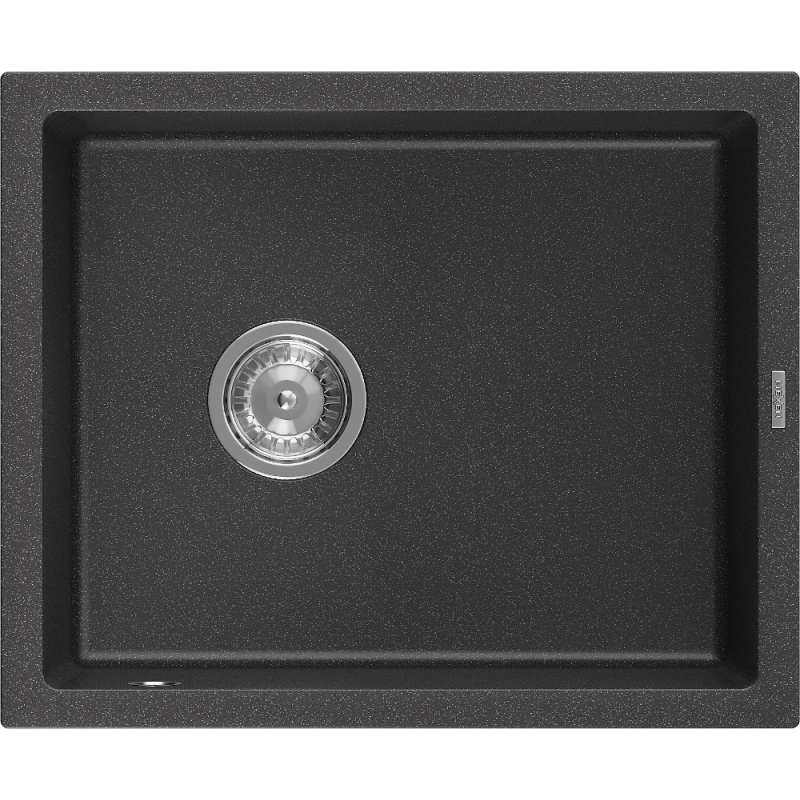 Mexen Pedro 1-medencés gránit mosogató 560 x 460 mm, fekete pettyes, krómozott szifon - 6508561000-76