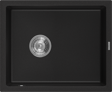 Mexen Pedro egykamrás gránit mosogató 560 x 460 mm, fekete, krómozott szifon - 6508561000-77