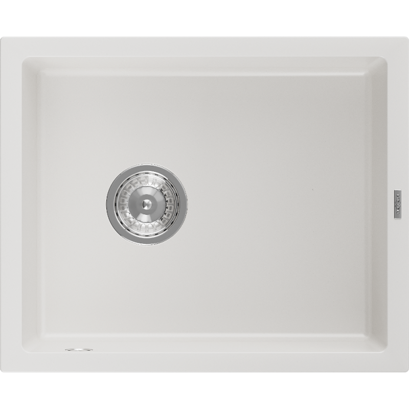 Mexen Pedro 1-medencés gránit mosogató 560 x 460 mm, fehér, króm szifonnal - 6508561000-20