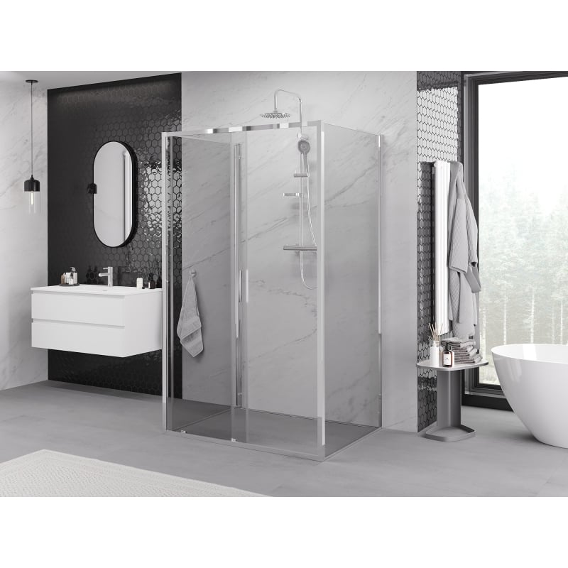 Mexen Exo-S 3S cabină de duș cu 3 pereți glisantă 155 x 110 cm, transparentă, crom - 8151-155-110-01-00-3S
