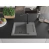 Mexen Enzo chiuvetă de granit cu 1 compartiment și scurgător și baterie de bucătărie Duero, gri - 6506-71-671600-70-B