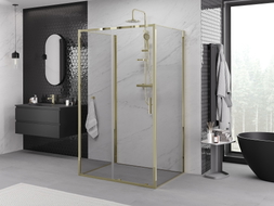 Mexen Exo-S 3S cabină de duș cu 3 pereți, glisantă, 100 x 90 cm, transparentă, aurie - 8151-100-090-50-00-3S
