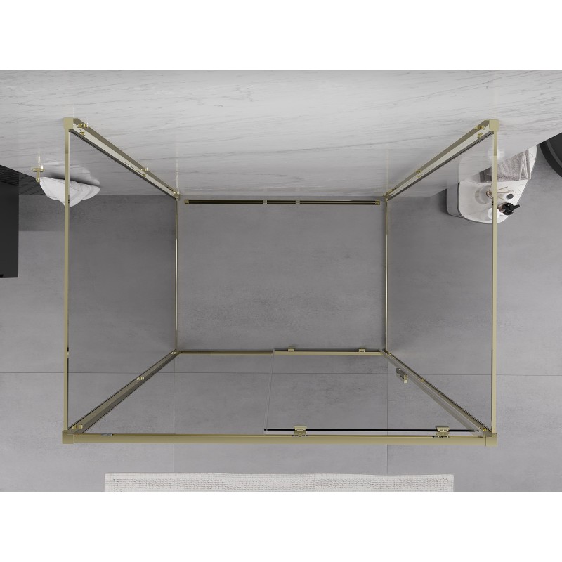 Mexen Exo-3S 3-falú, tolóajtós zuhanykabin 155 x 90 cm, átlátszó, arany - 8151-155-090-50-00-3S