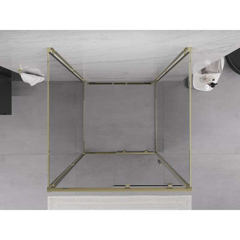 Mexen Exo-3S cabina de duș cu 3 pereți culisantă 95 x 95 cm, transparentă, aurie - 8151-095-095-50-00-3S