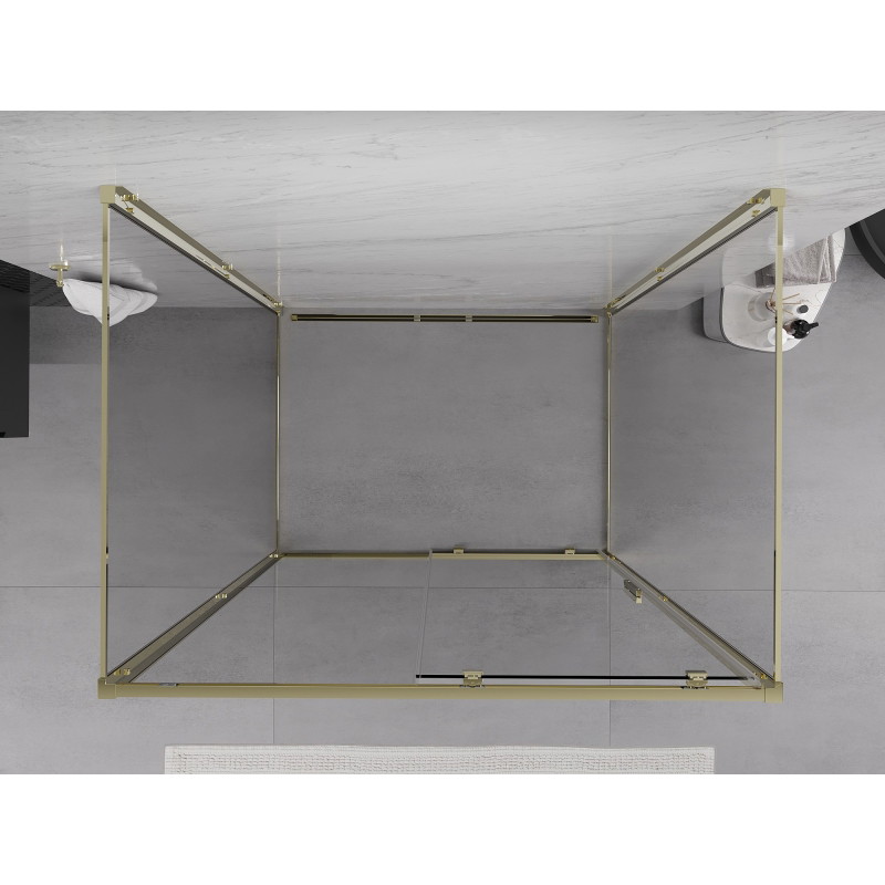 Mexen Exo-S 3S cabina de duș cu 3 pereți, culisantă 140 x 95 cm, transparentă, aurie - 8151-140-095-50-00-3S