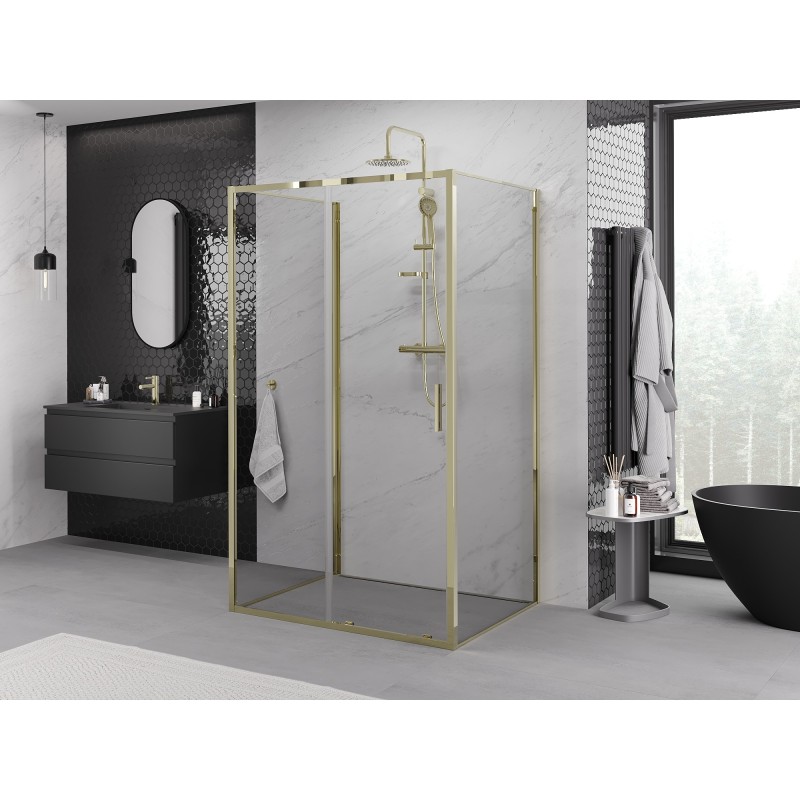 Mexen Exo-3S cabină de duș cu 3 pereți, culisantă 105 x 110 cm, transparentă, aurie - 8151-105-110-50-00-3S