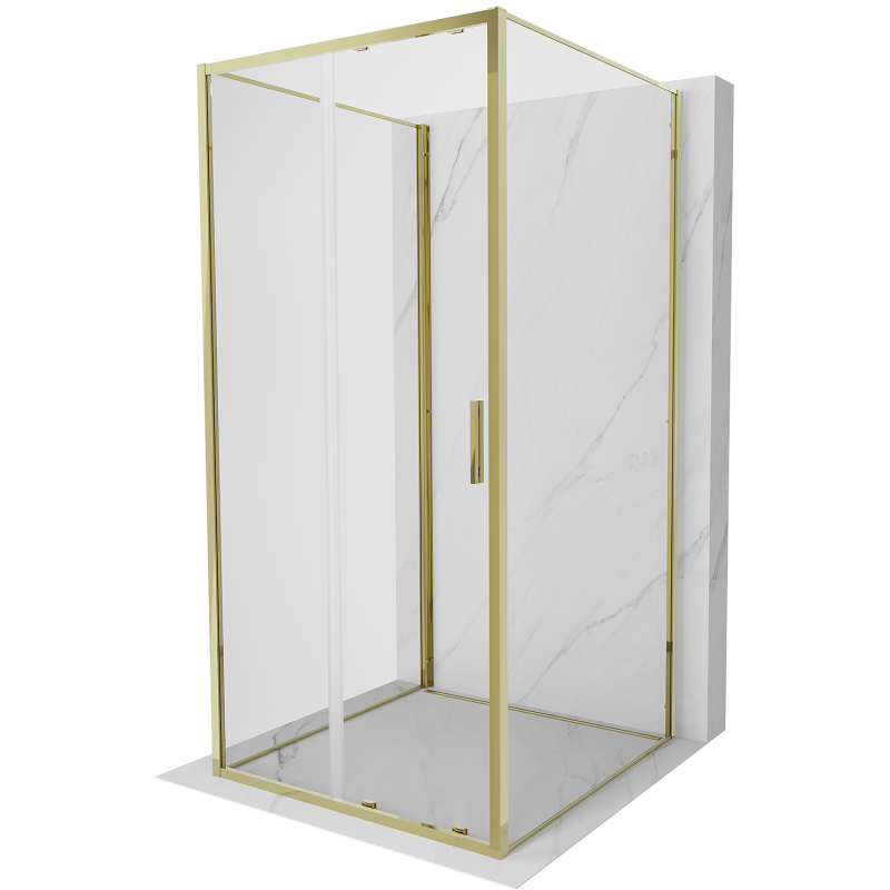 Mexen Exo-3S cabina de duș cu 3 pereți culisanți 110 x 110 cm, transparentă, aurie - 8151-110-110-50-00-3S