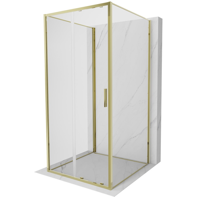 Mexen Exo-S 3S cabina de duș cu 3 pereți culisante 110 x 110 cm, transparent, auriu - 8151-110-110-50-00-3S
