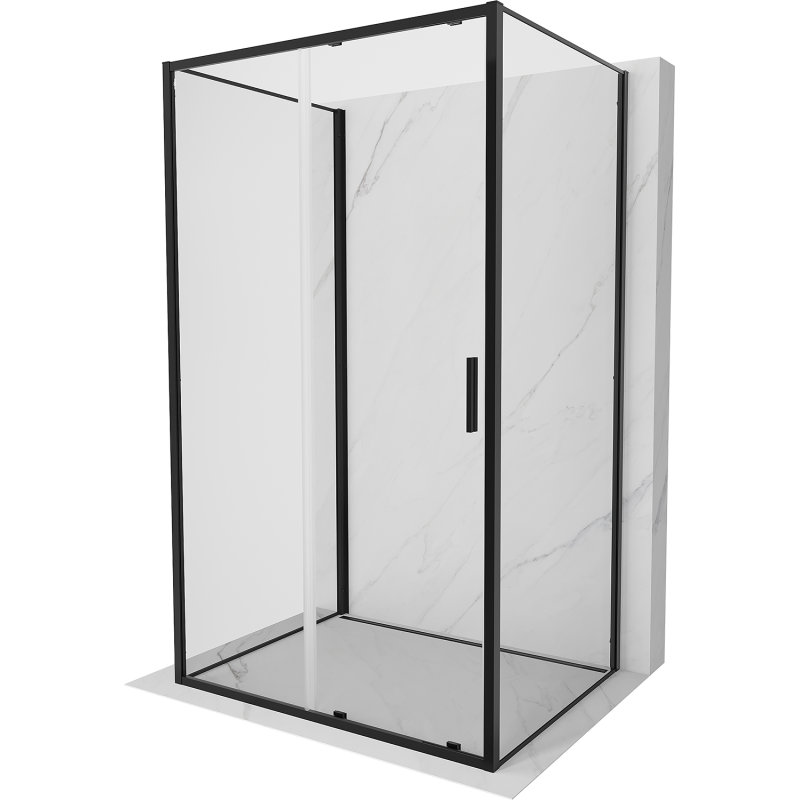 Mexen Exo-3S 3-oldalú zuhanykabin, tolóajtós, 150 x 70 cm, átlátszó, fekete - 8151-150-070-70-00-3S