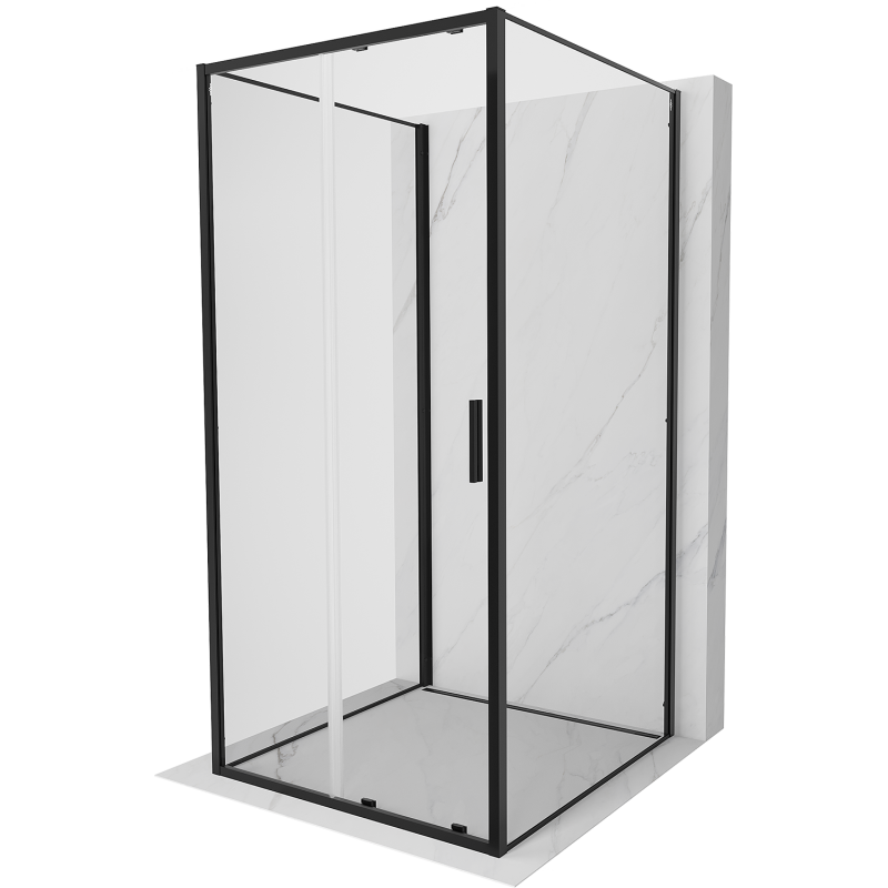 Mexen Exo-3S cabina de duș cu 3 pereți glisanți 95 x 95 cm, transparentă, neagră - 8151-095-095-70-00-3S