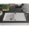 Mexen Leo chiuvetă de granit cu un compartiment, cu picurător și baterie de bucătărie Telma, Albă - 6501-20-670200-70