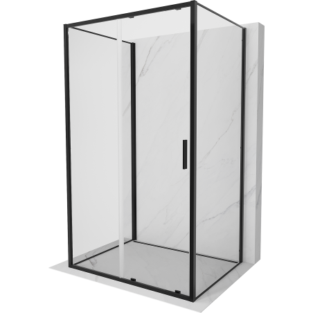 Mexen Exo-S 3S 3-oldalú, tolóajtós zuhanykabin 160 x 95 cm, átlátszó, fekete - 8151-160-095-70-00-3S