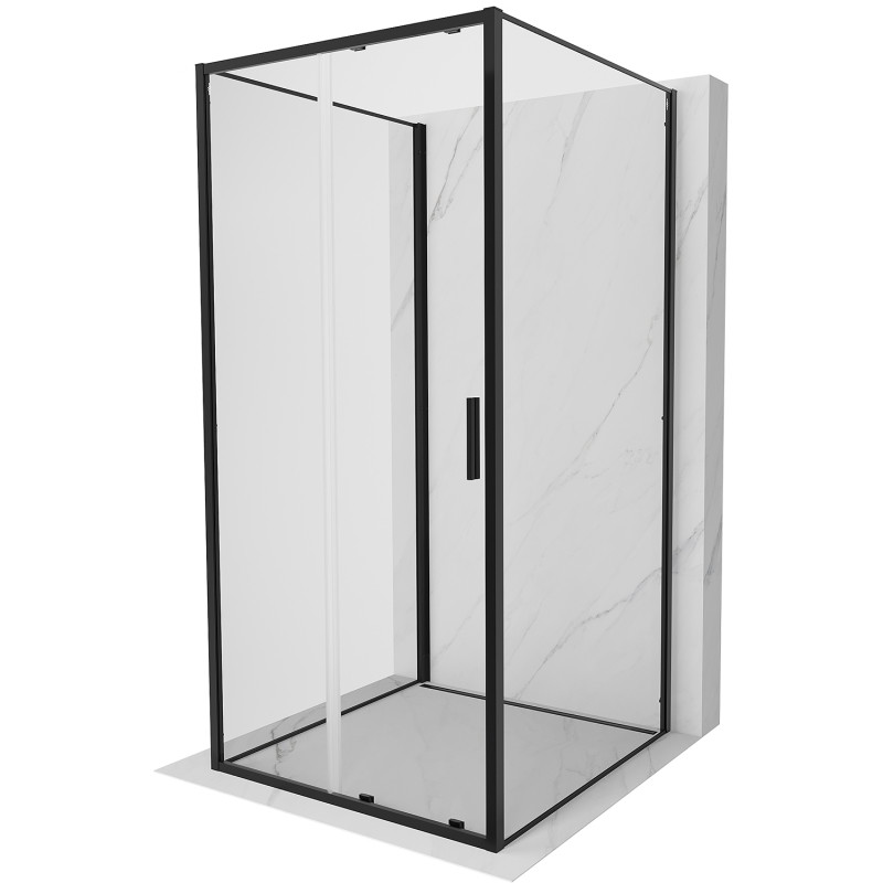 Mexen Exo-S 3S cabina de duș glisantă cu 3 pereți 110 x 110 cm, transparentă, neagră - 8151-110-110-70-00-3S