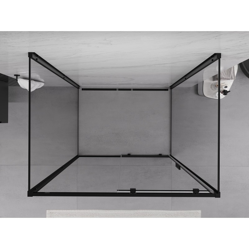 Mexen Exo-3S 3-falú zuhanykabin, tolóajtós, 190 x 95 cm, átlátszó, fekete - 8151-190-095-70-00-3S