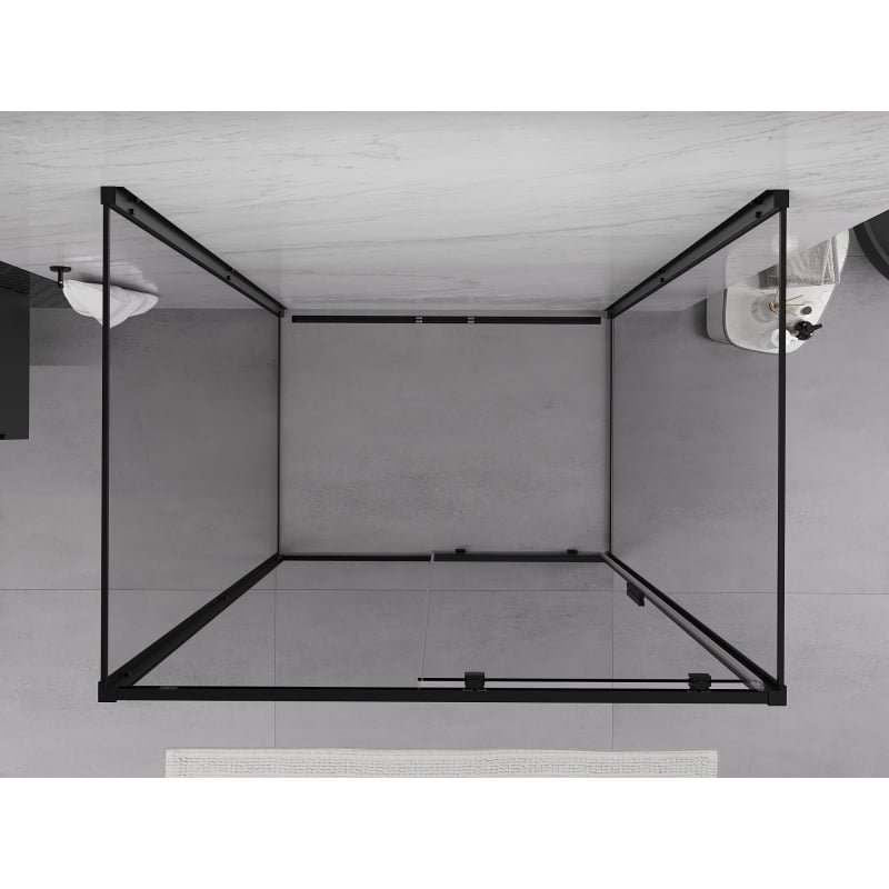 Mexen Exo-S 3S 3-oldalas tolóajtós zuhanykabin 170 x 100 cm, átlátszó, fekete - 8151-170-100-70-00-3S