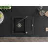 Mexen Enzo chiuvetă de granit cu 1 compartiment cu scurgător și baterie de bucătărie Duero, neagră - 6506-77-671600-70