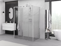 Mexen Exo-3S 3-oldalas tolóajtós zuhanykabin 140 x 90 cm, átlátszó, króm - 8152-140-090-01-00-3S