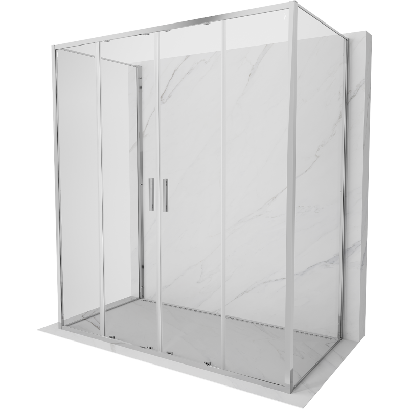 Mexen Exo-3S 3 oldalas tolóajtós zuhanyfülke, 170 x 90 cm, átlátszó, króm - 8152-170-090-01-00-3S