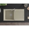 Mexen Leo chiuvetă de granit cu un compartiment, cu picurător și baterie de bucătărie Telma, Bej - 6501-69-670200-00