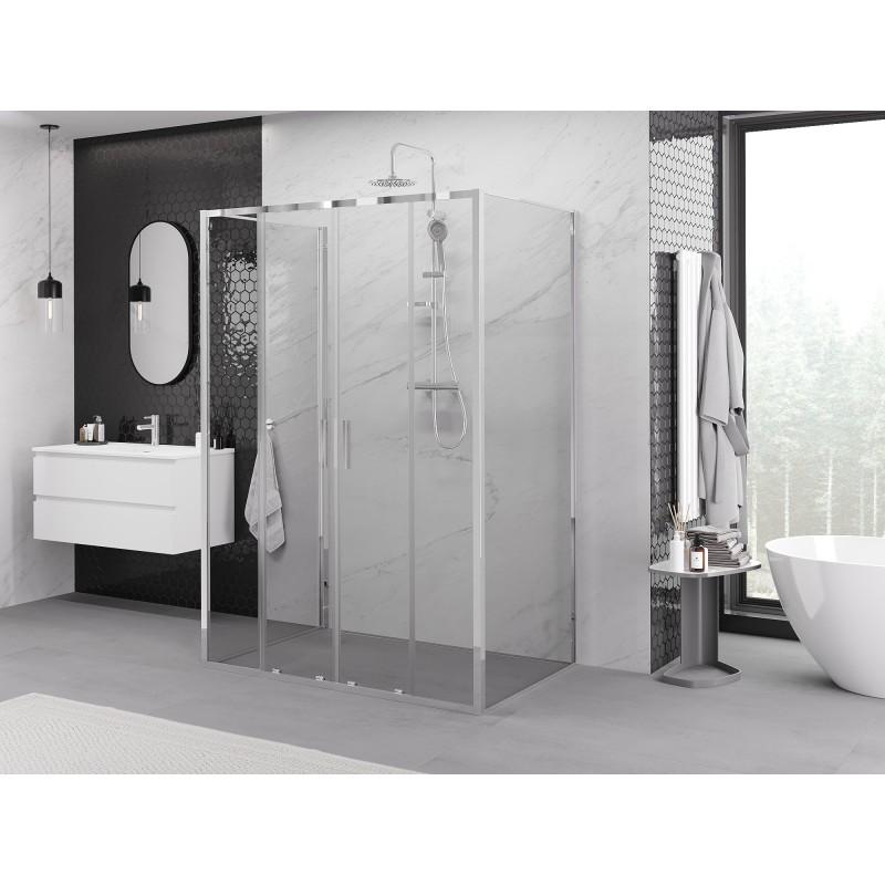 Mexen Exo-3S cabina de duș cu 3 pereți glisanți 150 x 95 cm, transparent, crom - 8152-150-095-01-00-3S