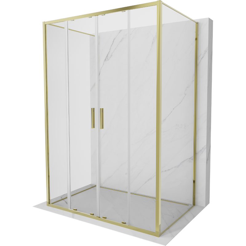Mexen Exo-3S cabina de duș cu 3 pereți glisante 150 x 80 cm, transparentă, aurie - 8152-150-080-50-00-3S
