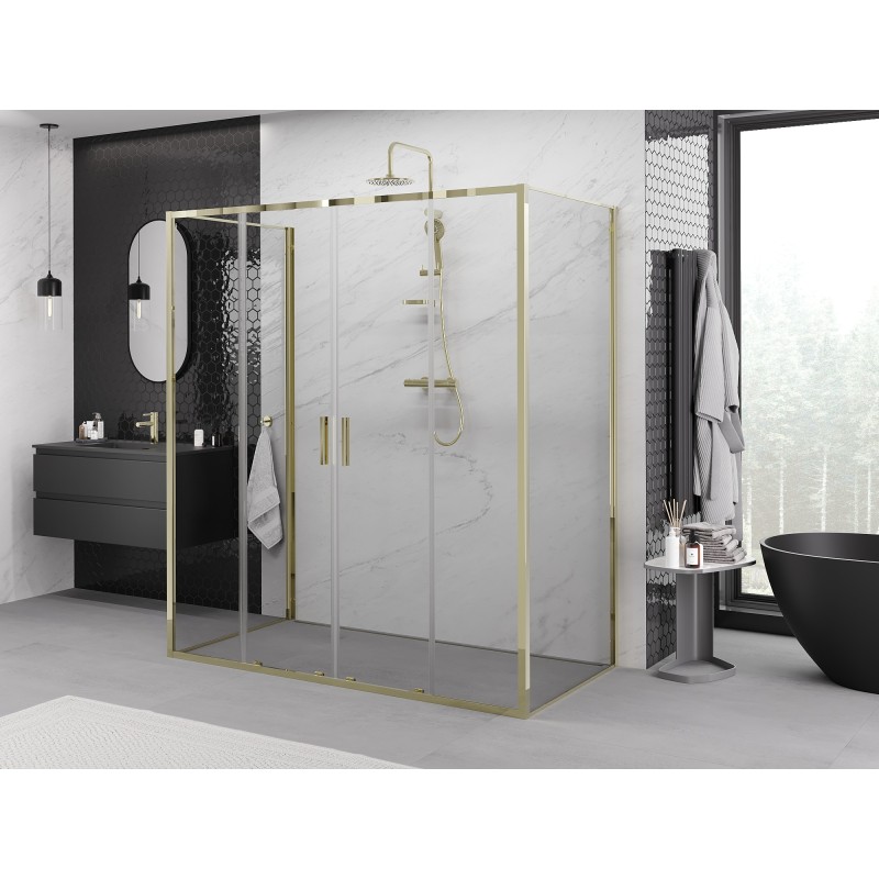 Mexen Exo-3S cabina de duș cu 3 pereți glisantă 170 x 80 cm, transparentă, aurie - 8152-170-080-50-00-3S