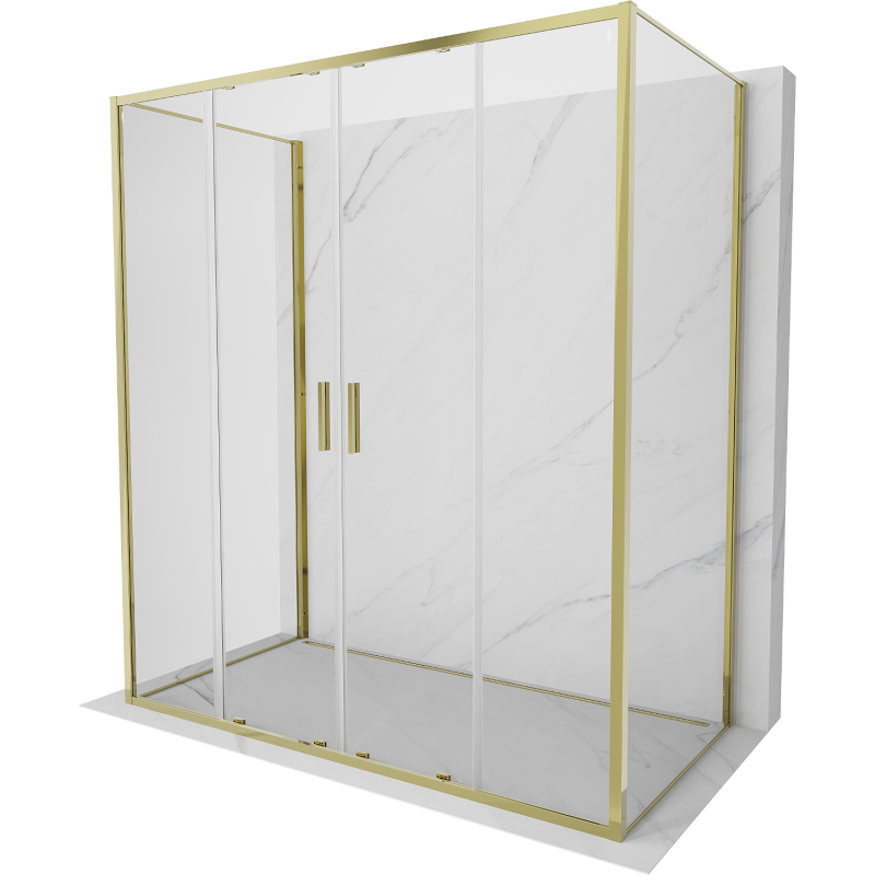 Mexen Exo-3S 3-falú, tolóajtós zuhanykabin 180 x 85 cm, átlátszó, arany - 8152-180-085-50-00-3S