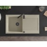 Mexen Leo chiuvetă de granit cu un compartiment, cu picurător și baterie de bucătărie Telma, Bej - 6501-69-670200-70
