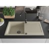 Mexen Leo chiuvetă de granit cu un compartiment, cu picurător și baterie de bucătărie Telma, Bej - 6501-69-670200-70