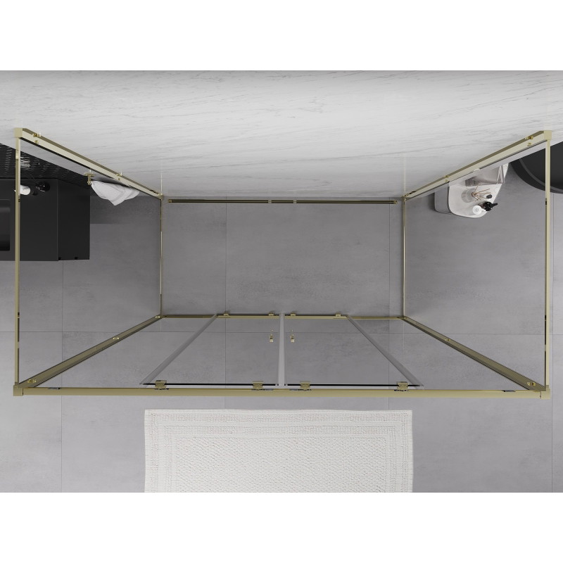 Mexen Exo-S Duo 3S 3-falú tolóajtós zuhanykabin 190 x 90 cm, átlátszó, arany - 8152-190-090-50-00-3S