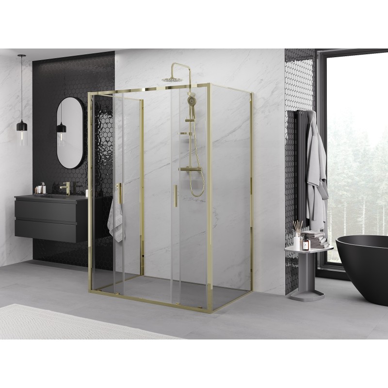 Mexen Exo-3S cabina de duș cu 3 pereți glisantă 150 x 95 cm, transparentă, aurie - 8152-150-095-50-00-3S