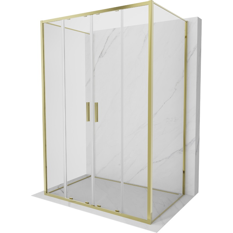 Mexen Exo-S Duo 3S cabina de duș 3-perete glisantă 140 x 100 cm, transparent, auriu - 8152-140-100-50-00-3S