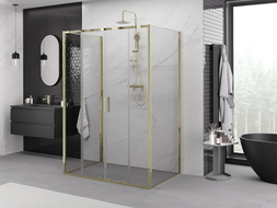 Mexen Exo-S Duo 3S cabina de duș 3-perete glisantă 140 x 100 cm, transparent, auriu - 8152-140-100-50-00-3S