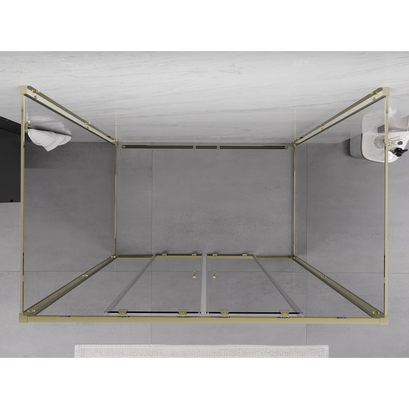 Mexen Exo-S Duo 3S cabina de duș 3-perete glisantă 140 x 100 cm, transparent, auriu - 8152-140-100-50-00-3S