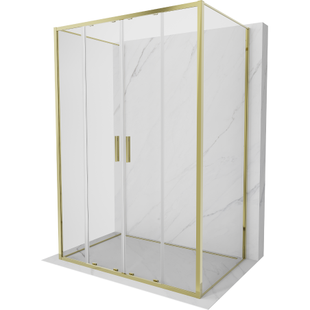 Mexen Exo-S Duo 3S cabina de duș cu 3 pereți glisantă 160 x 100 cm, transparentă, aurie - 8152-160-100-50-00-3S