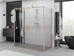 Mexen Exo-3S 3-oldalú toló zuhanykabin 170 x 100 cm, átlátszó, arany - 8152-170-100-50-00-3S