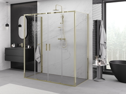 Mexen Exo-S Duo 3S cabina de duș cu 3 pereți culisantă 170 x 100 cm, transparentă, aurie - 8152-170-100-50-00-3S